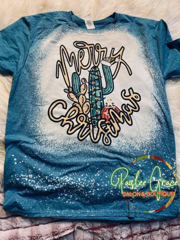 Cactus Merry Christmas Bleached Tee