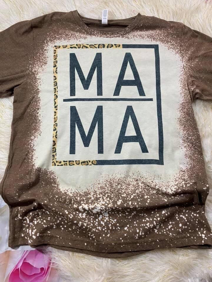 Leopard Square Mama Bleached Tee