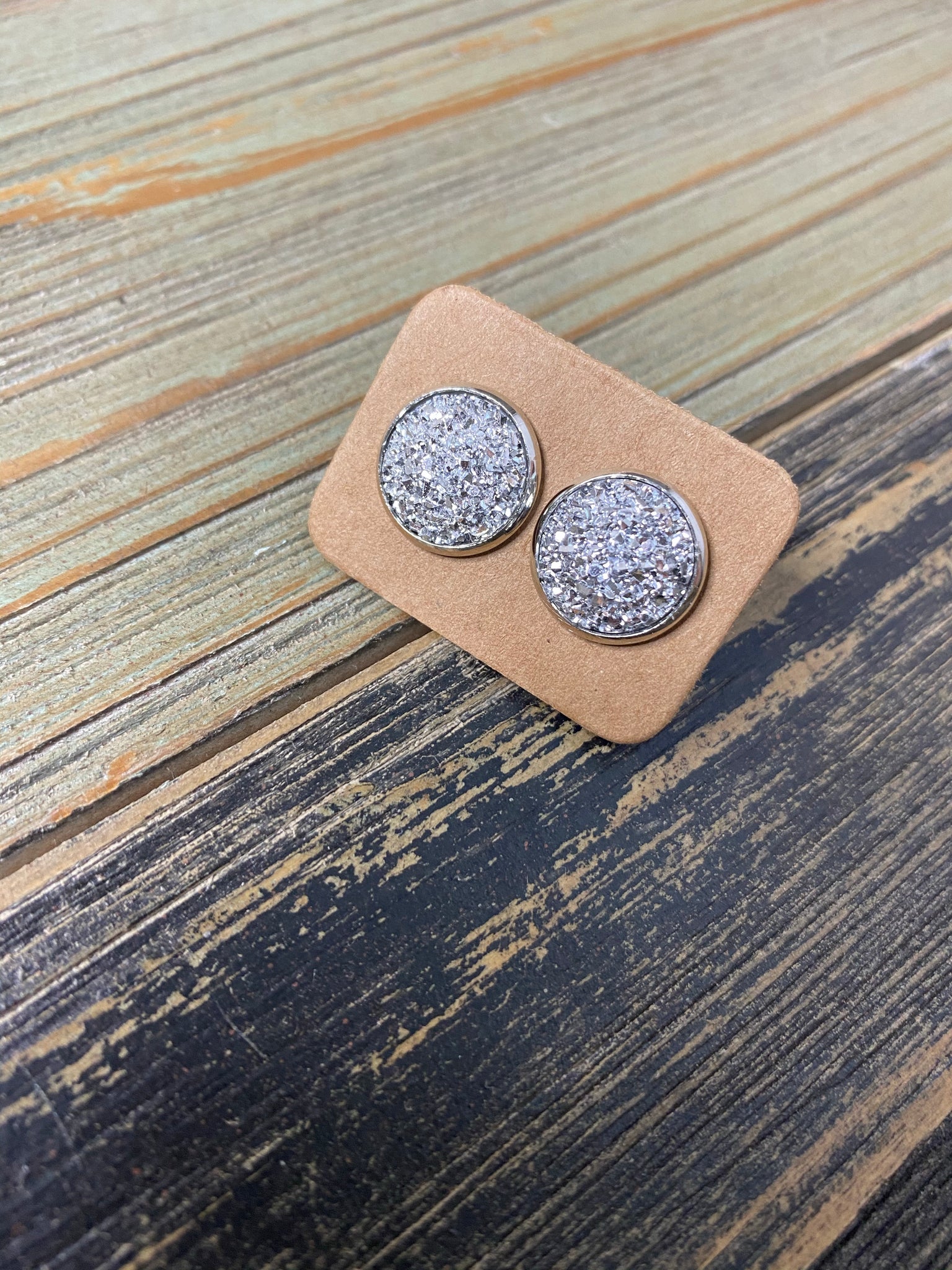 Silver Druzy Studs