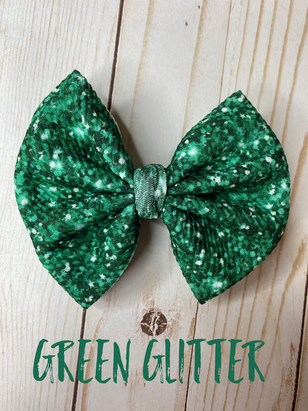 Green Glitter Bow