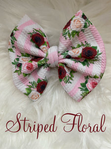 Striped Floral Bow