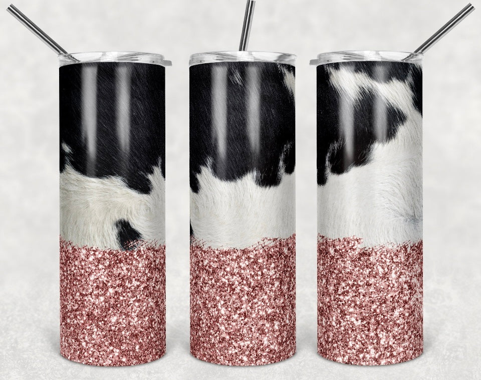 Cow Pink Glitter Tumbler