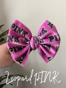 Leopard Pink Velvet Bow