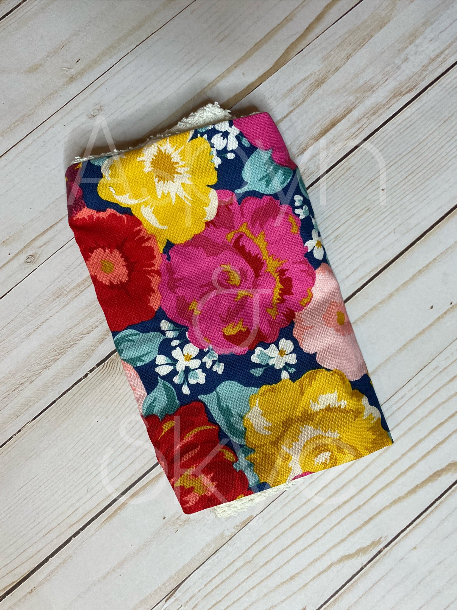 Navy Floral Burp Cloth