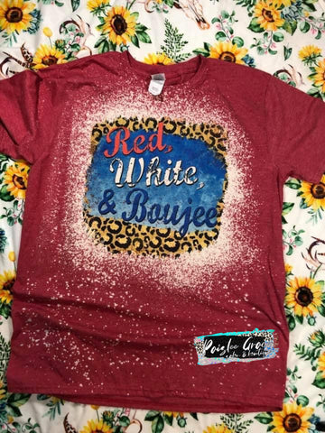 Red White & Boujee Bleached Tee