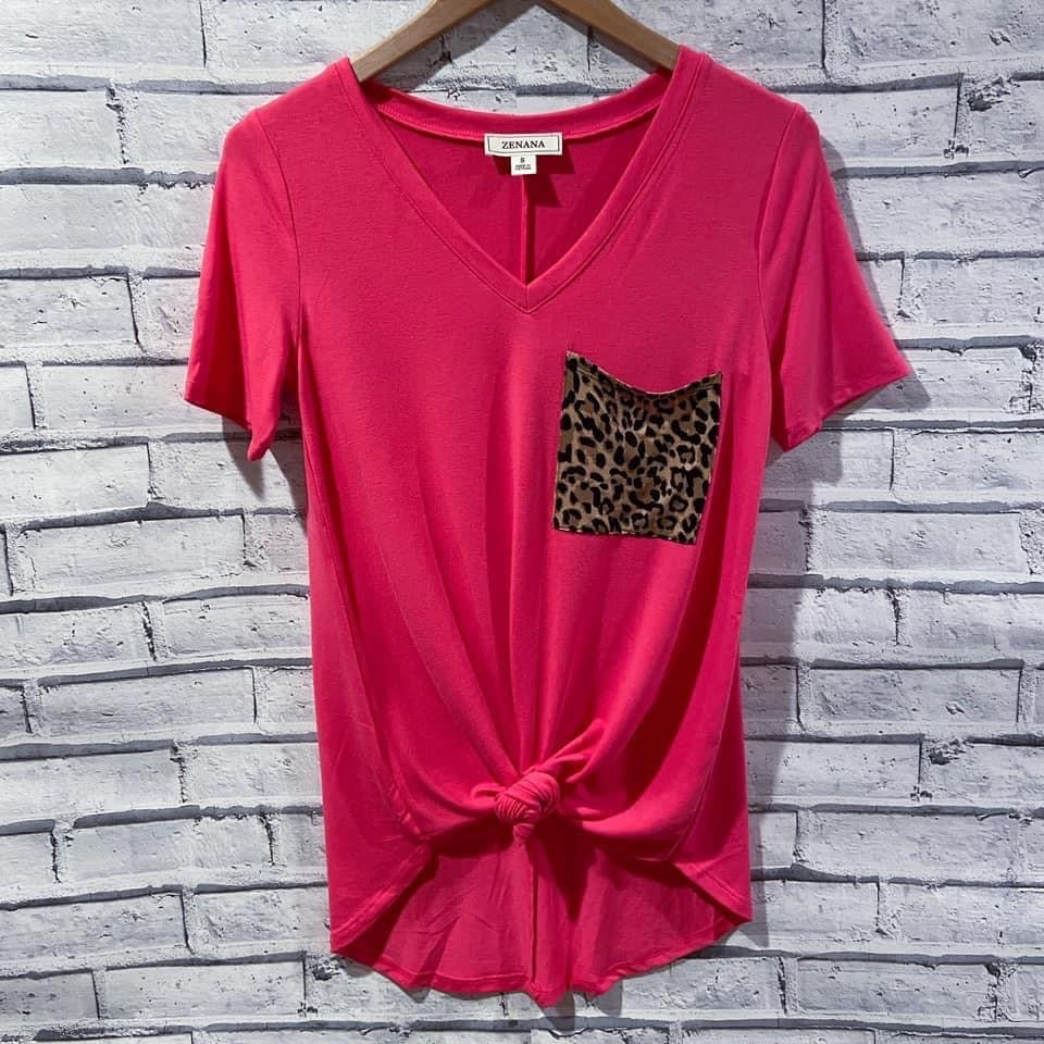 Hot Pink V Neck Top