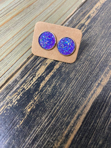 Violet Druzy Studs