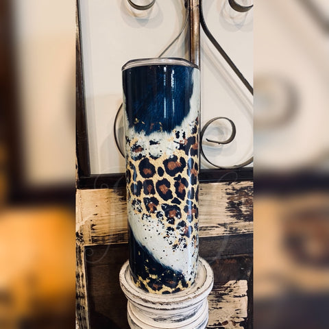 Cow Hide Leopard 20oz Skinny Tumbler