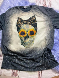 Sunflower Leopard Bandana Skull Bleached Tee