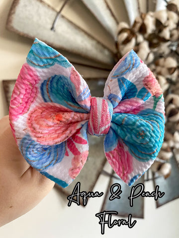 Aqua & Peach Floral